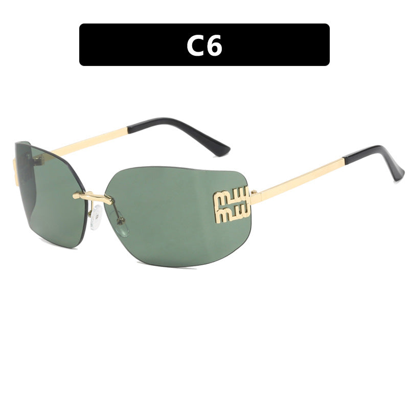 Women's Street Style Frameless Slim Sunglasses – Retro Gold Frame