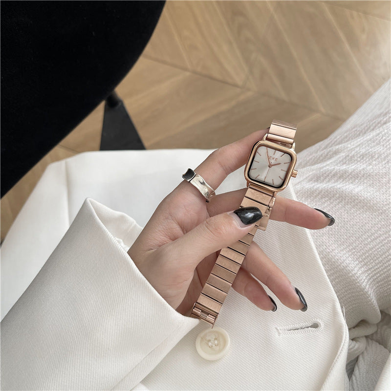 Niche Bamboo Strap Square Watch