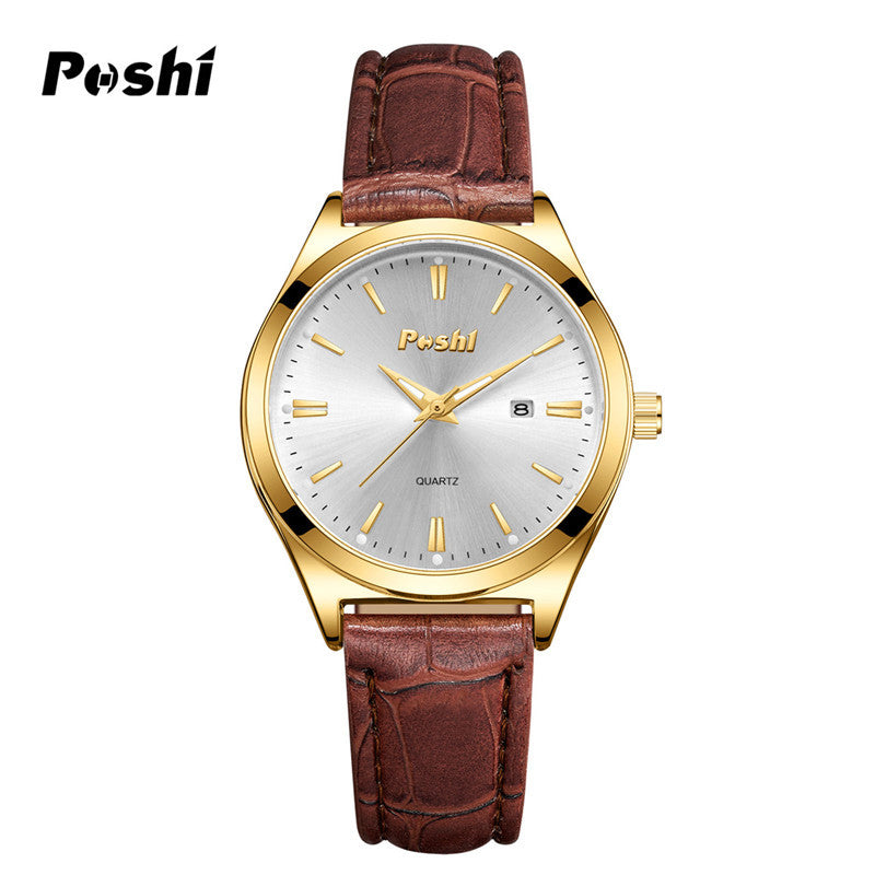 Unisex Fashion Dual Calendar Quartz Watches – Luminous Dial, Leather Strap