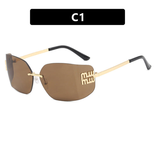 Women's Street Style Frameless Slim Sunglasses – Retro Gold Frame