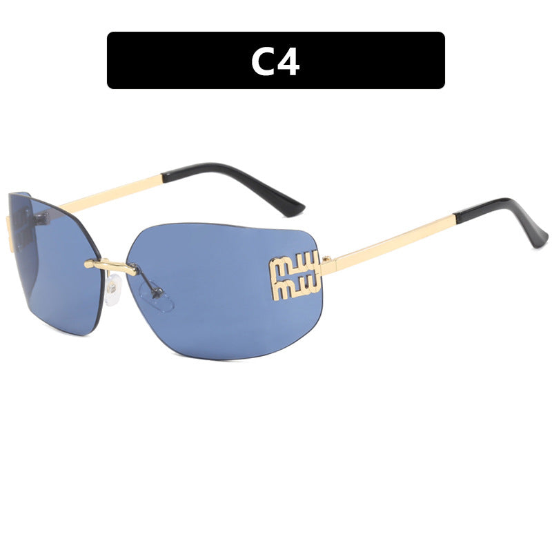 Women's Street Style Frameless Slim Sunglasses – Retro Gold Frame