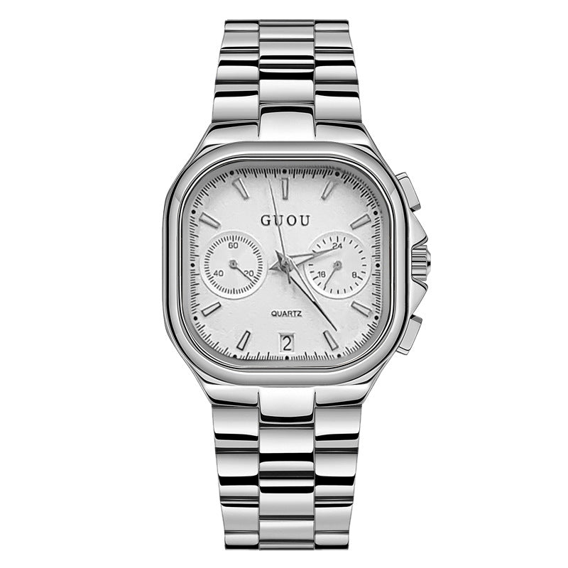 Stylish Square Quartz Watch with Calendar for Women