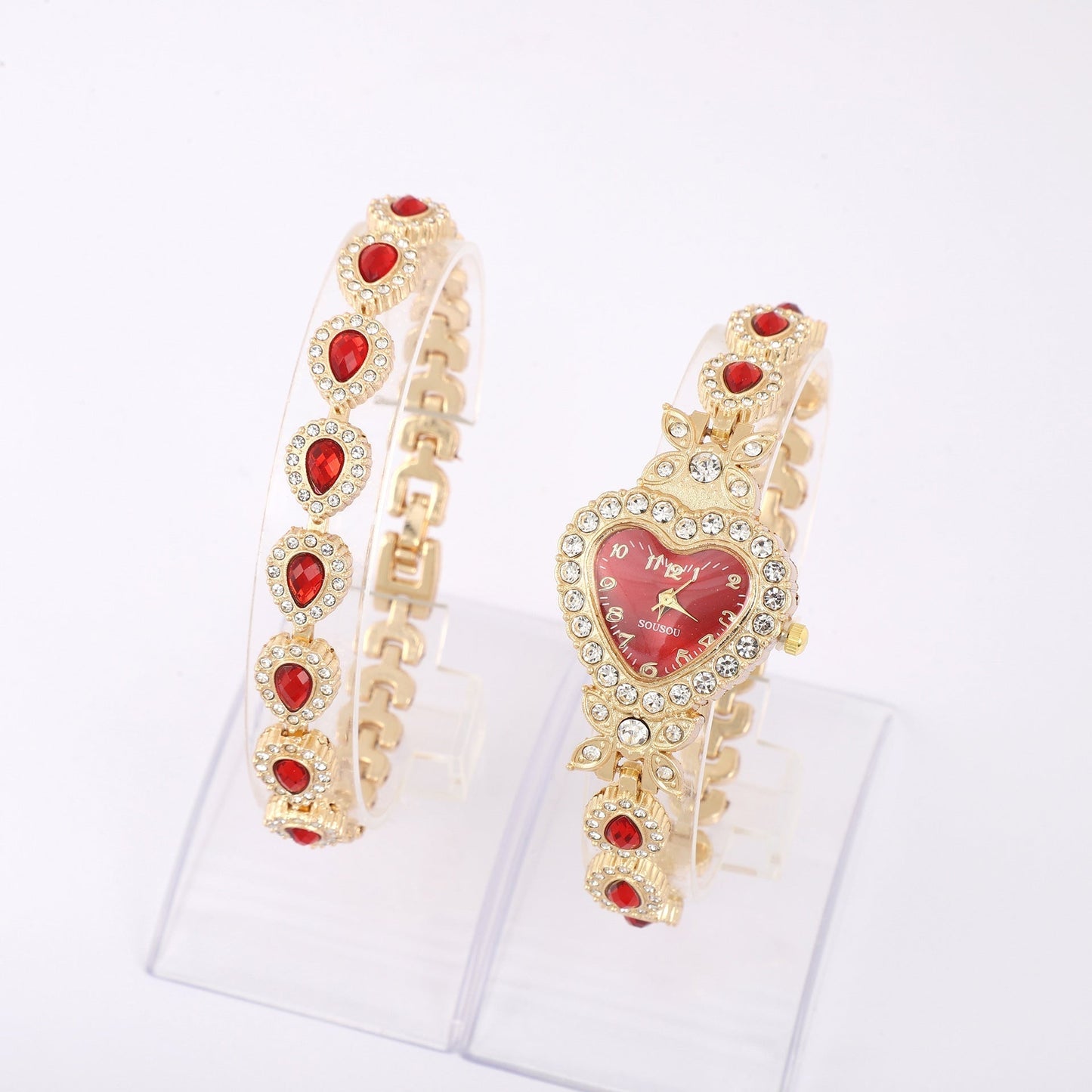 Luxury Heart-Shaped Diamond Bracelet Watch for Women