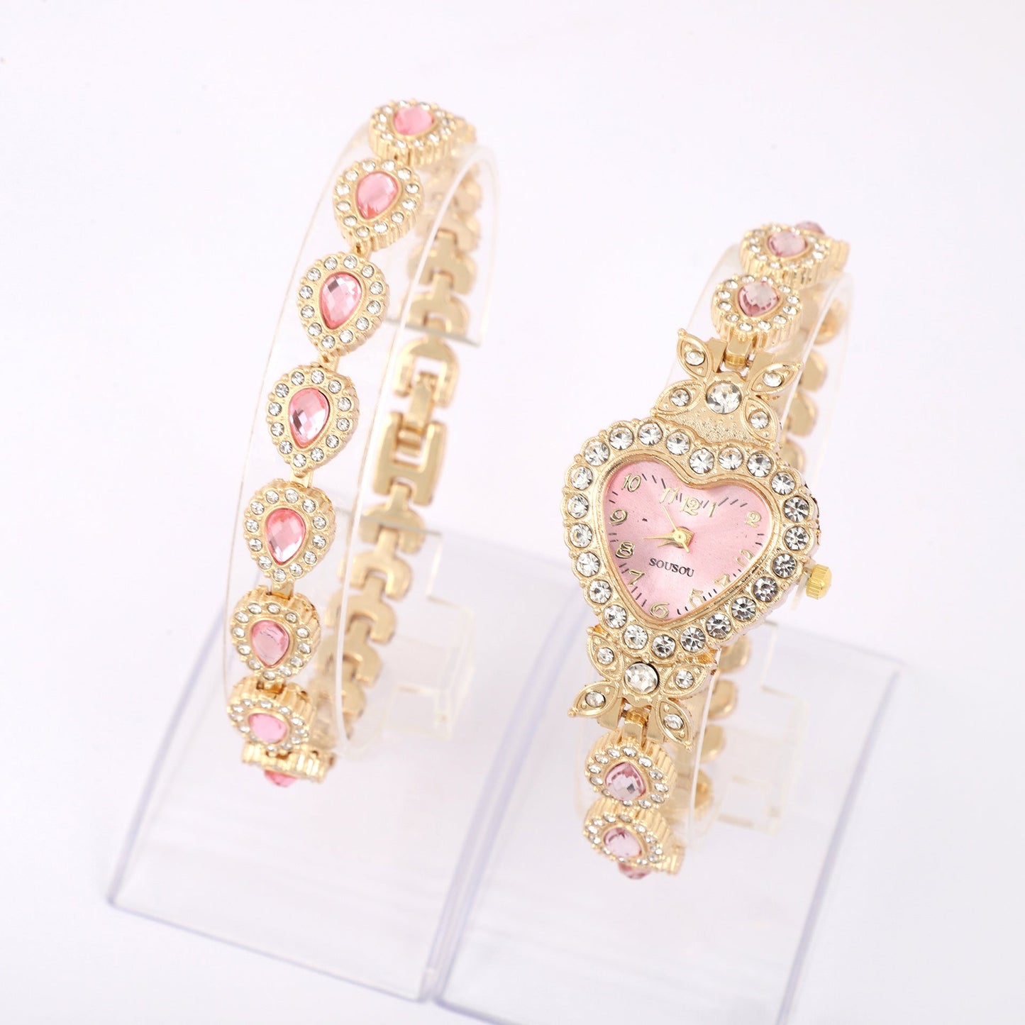 Luxury Heart-Shaped Diamond Bracelet Watch for Women