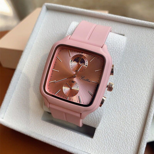 Shigaodi square silicone watch women's watch fashion trend high-end leisure sports Korean version ladies student watch