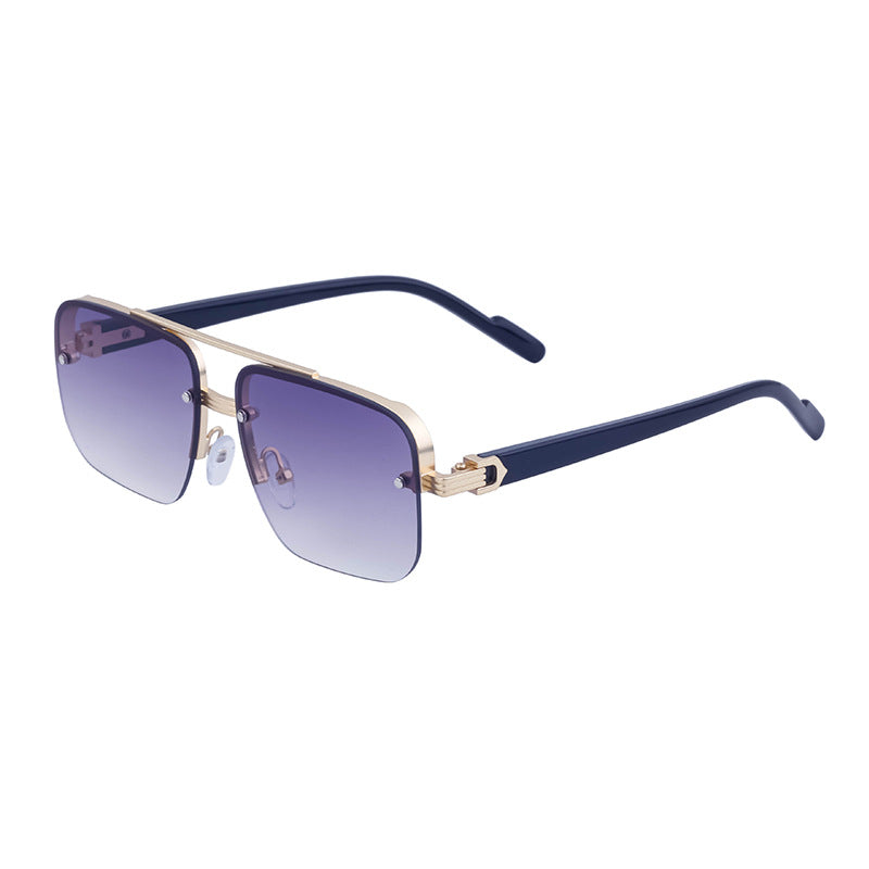 Trendy Half-Frame Cut-Edge Sunglasses – High-End UV Protection Shades