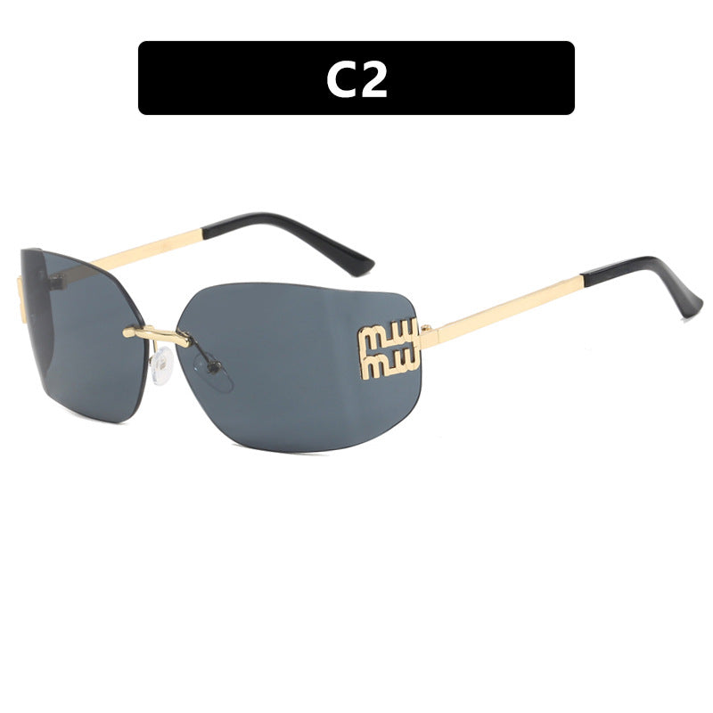 Women's Street Style Frameless Slim Sunglasses – Retro Gold Frame