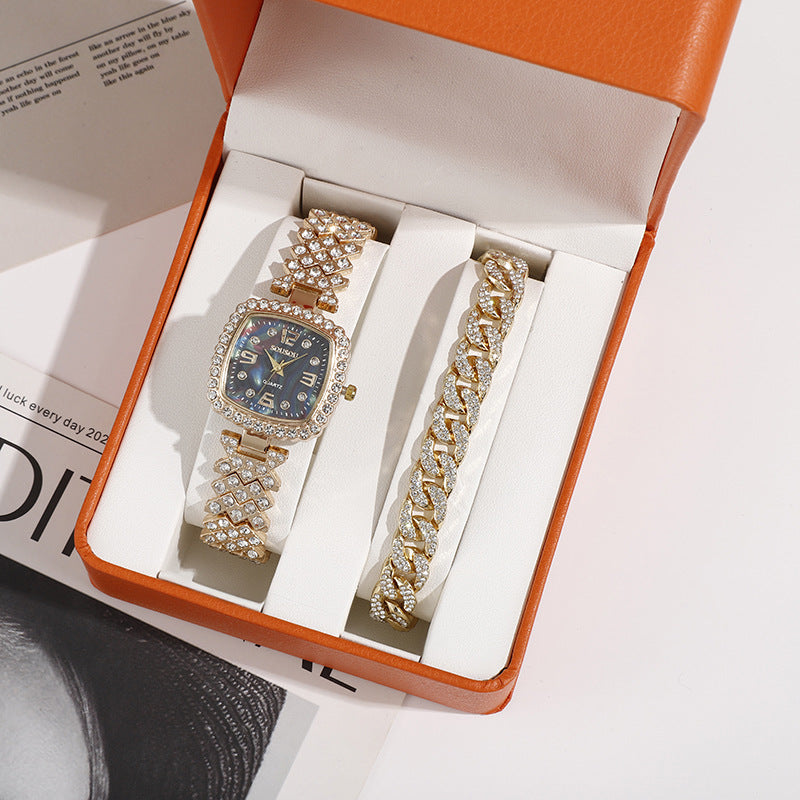 Luxury Diamond Bracelet Watch – Square Quartz Women's Timepiece