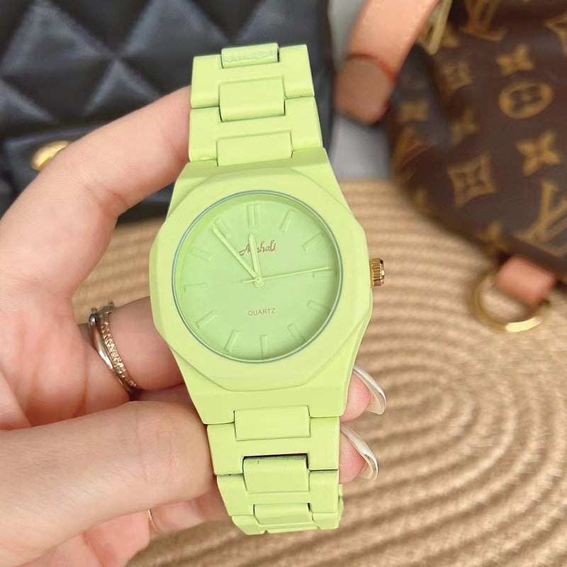 rendy Large Dial Watch – Candy Color, Steel Belt, Fashion Forward