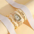 Women's Gold Snake Head Quartz Watch & Bracelet Set – 3-piece Pack
