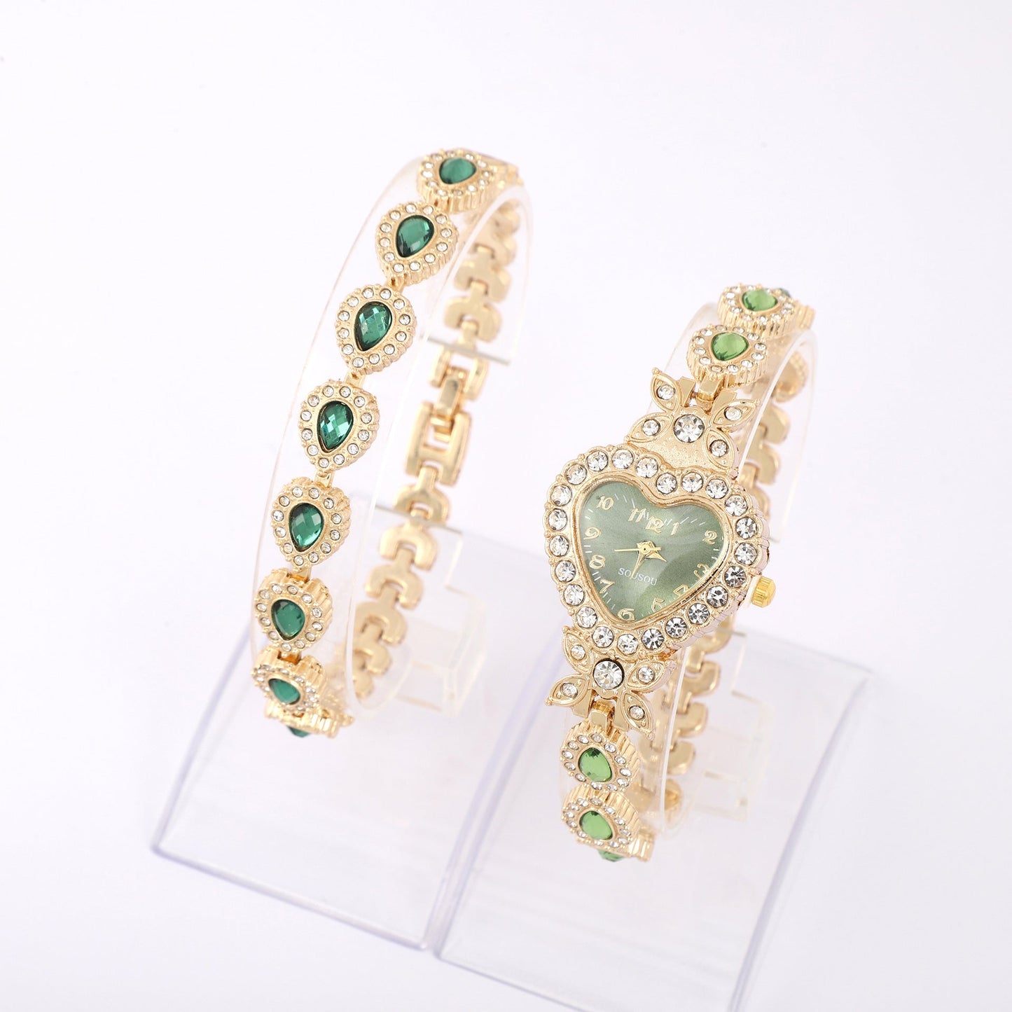 Luxury Heart-Shaped Diamond Bracelet Watch for Women