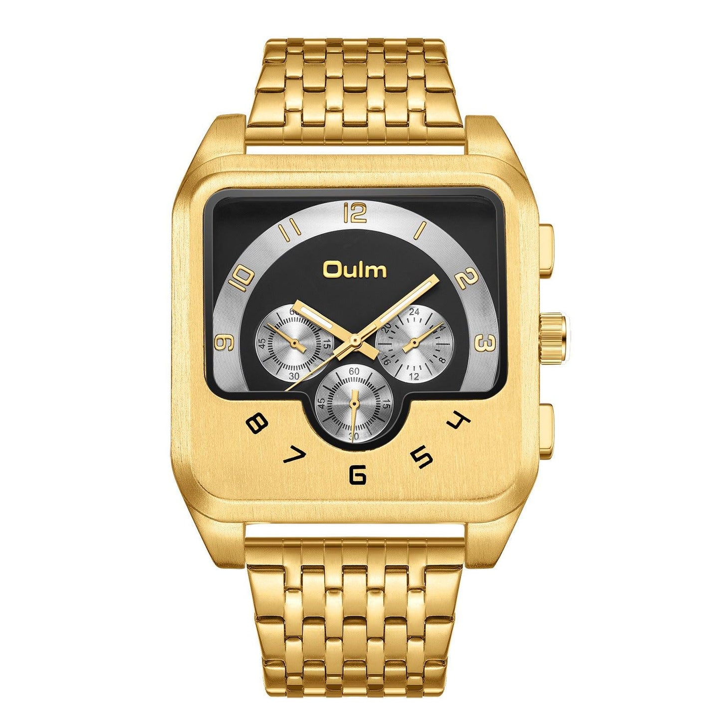 Oulm Crazy look Big Dial Square Quartz watch for Men 9463