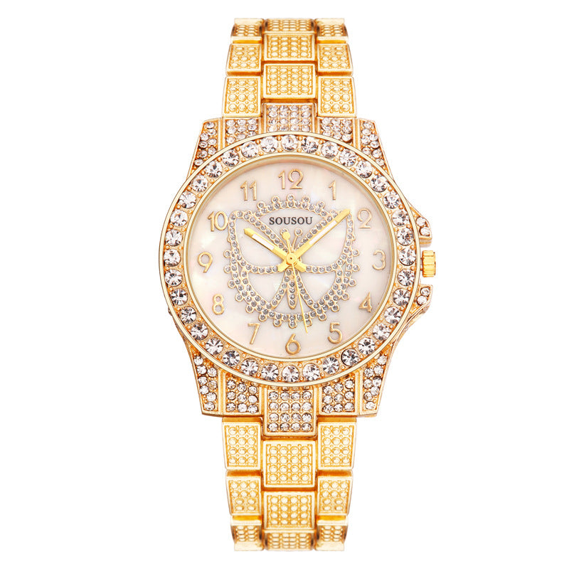 Luxury Diamond Bracelet Watch Set – Unisex Quartz Timepiece