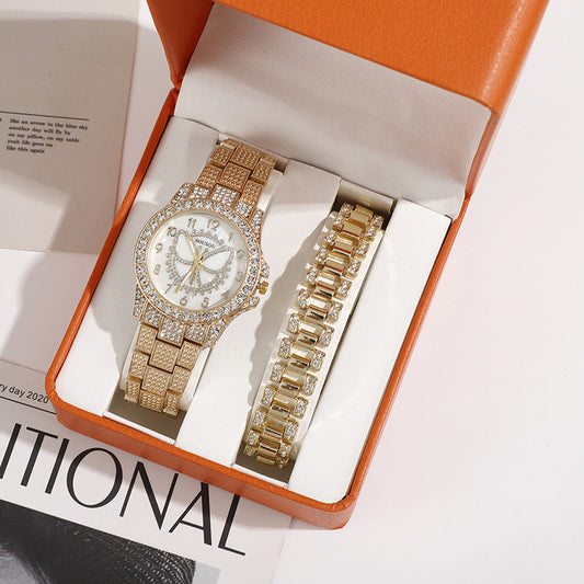 Luxury Diamond Bracelet Watch Set – Unisex Quartz Timepiece