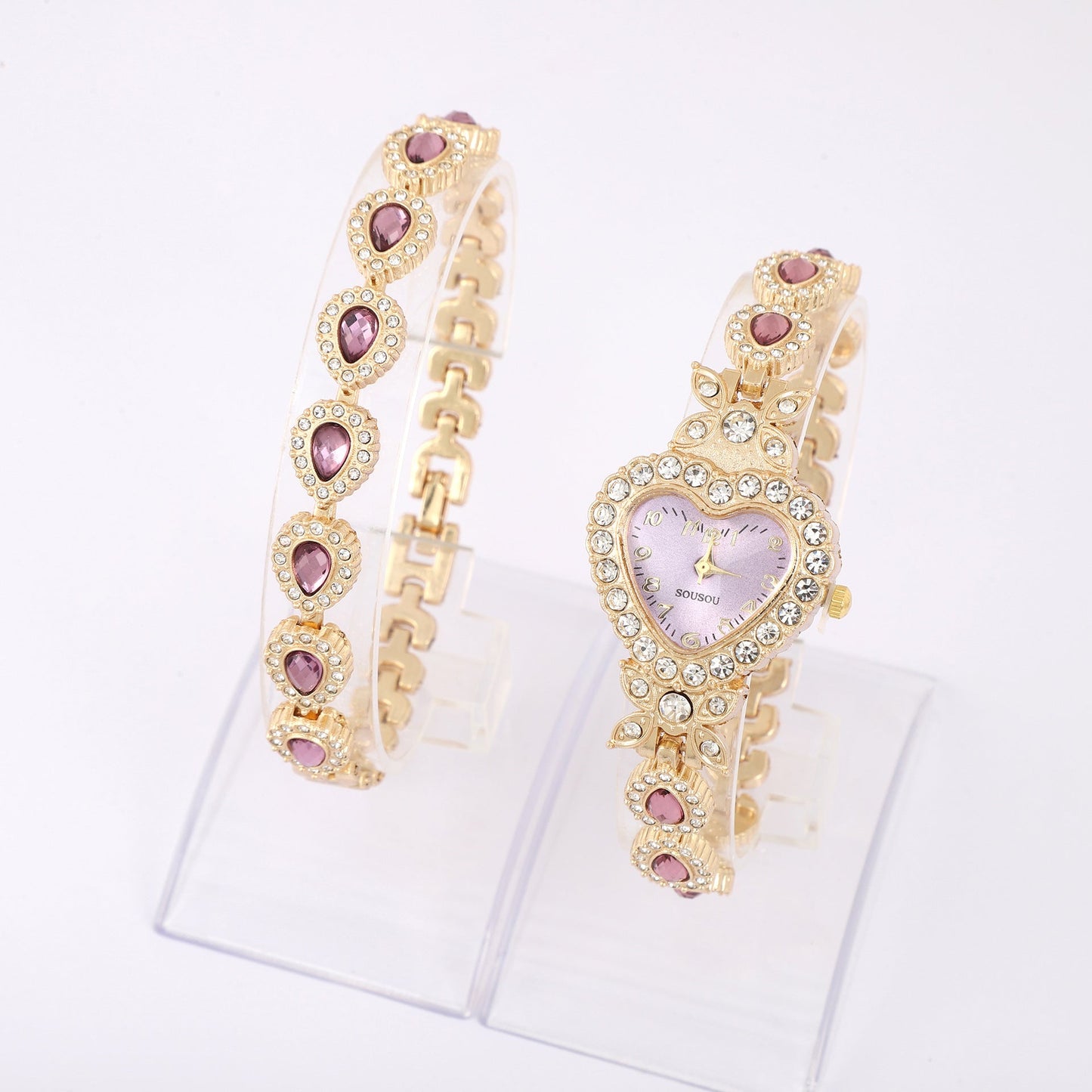 Luxury Heart-Shaped Diamond Bracelet Watch for Women