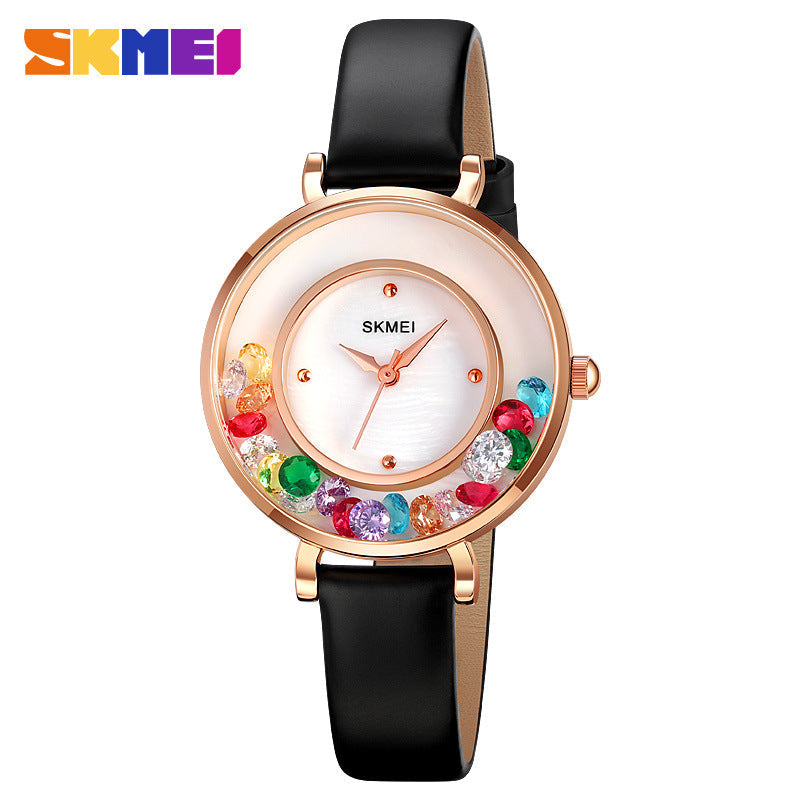 Moment Beauty Watch – Elegant Gem Roller, Fashionable Quartz for Women