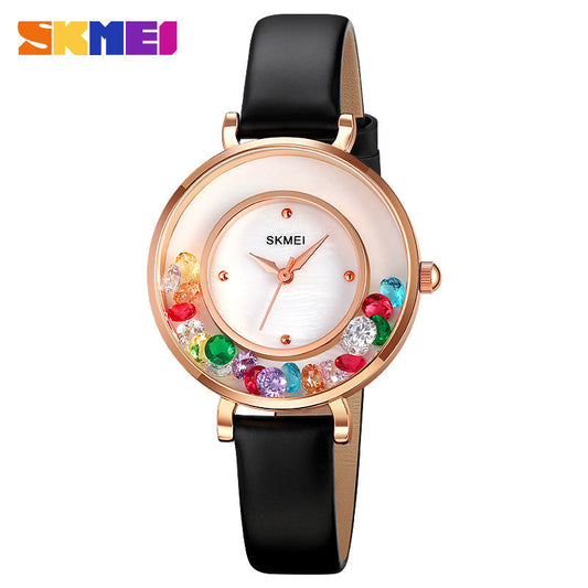 Moment Beauty Watch – Elegant Gem Roller, Fashionable Quartz for Women