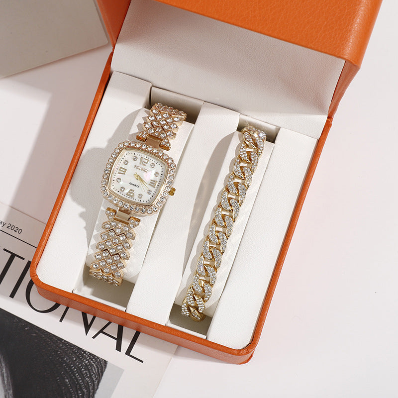 Luxury Diamond Bracelet Watch – Square Quartz Women's Timepiece