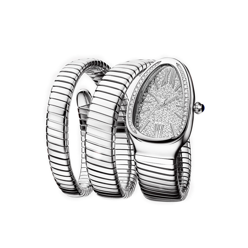 Unique Snake-Shaped Women's Watch – Stylish Stainless Steel Strap