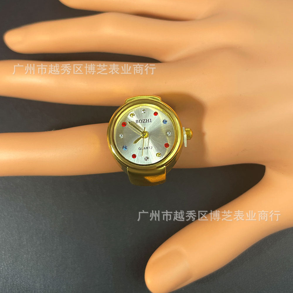 Women's fashionable Rhinestone Ring Watch – Quartz Finger Watch