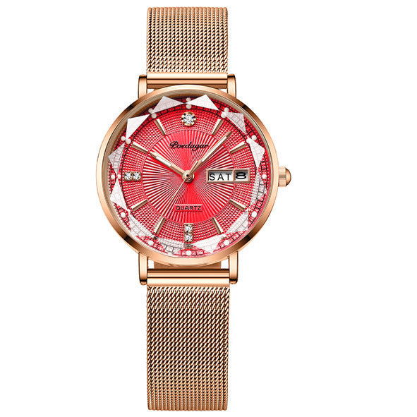 Women's Luminous Quartz Watch with Mesh Strap