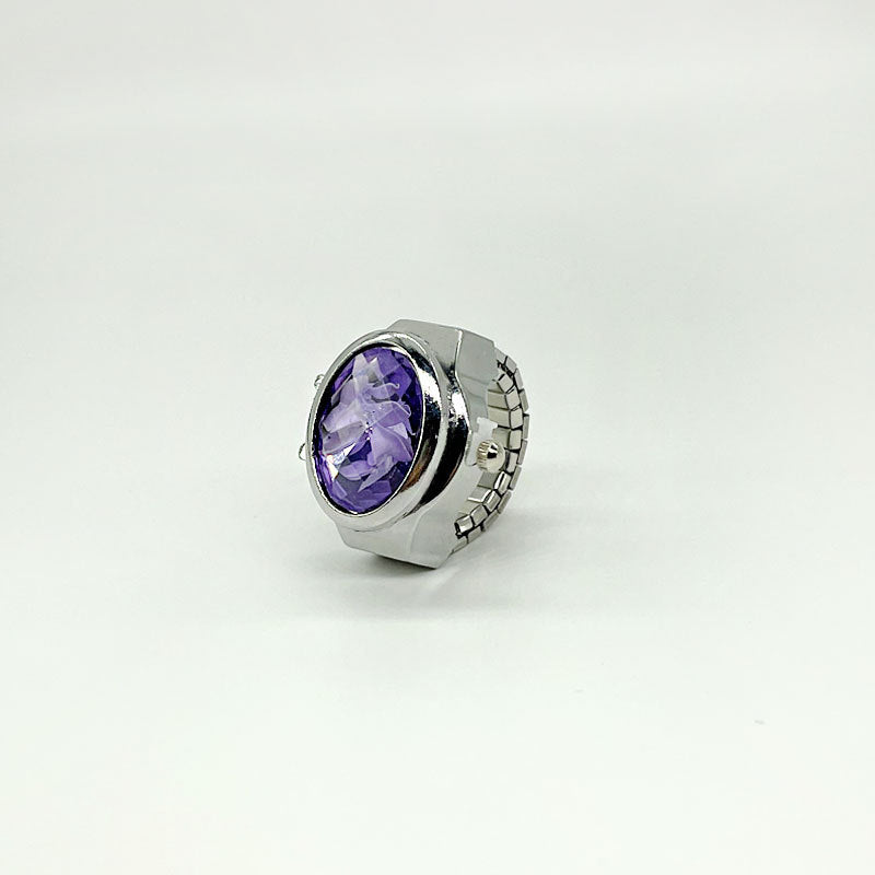Women's Crystal Cover Ring Watch – Elegant Oval Quartz Finger Watch
