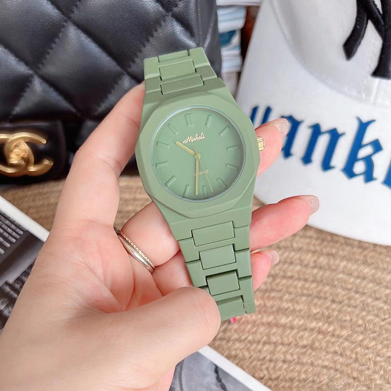 rendy Large Dial Watch – Candy Color, Steel Belt, Fashion Forward