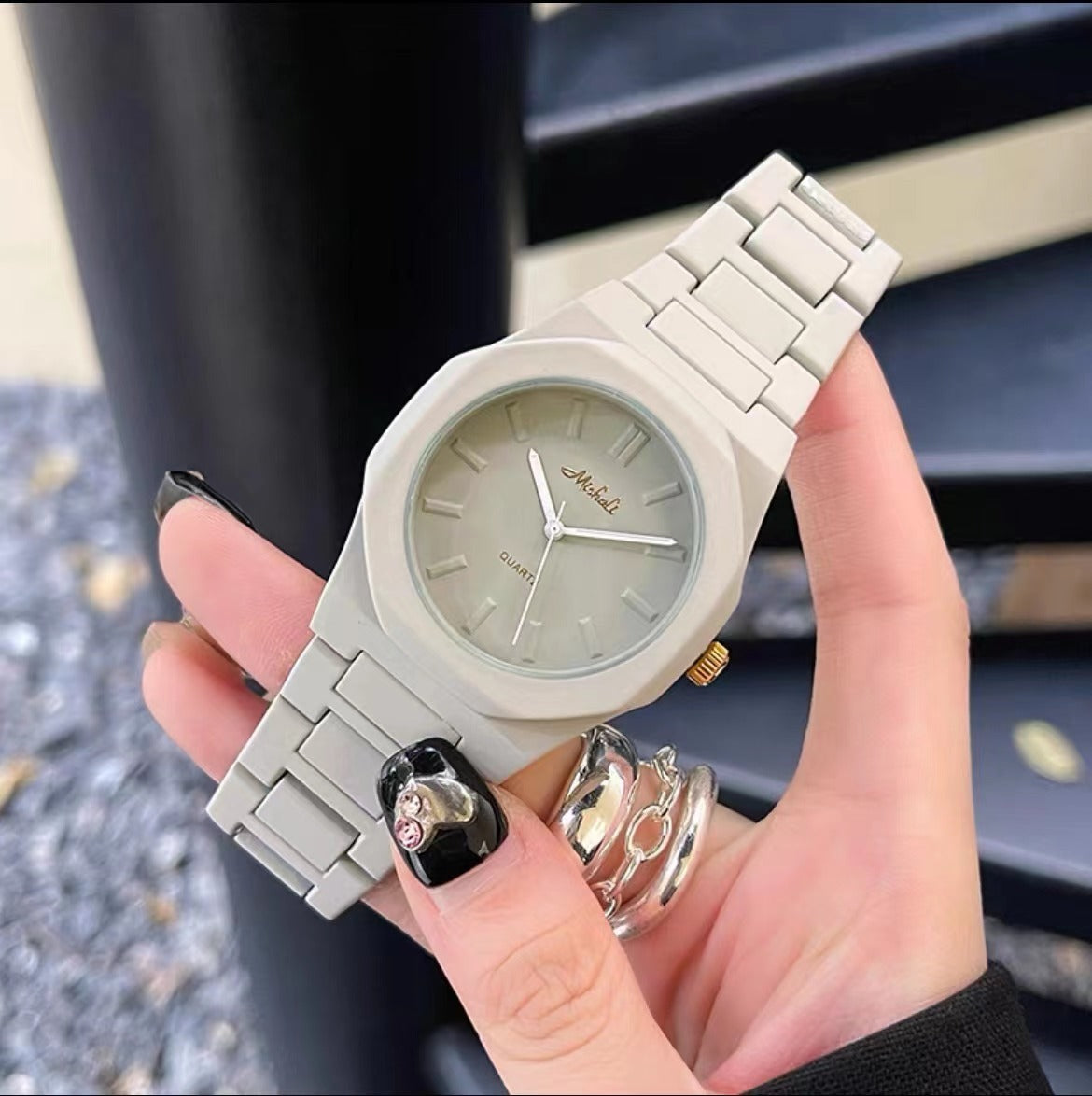 rendy Large Dial Watch – Candy Color, Steel Belt, Fashion Forward