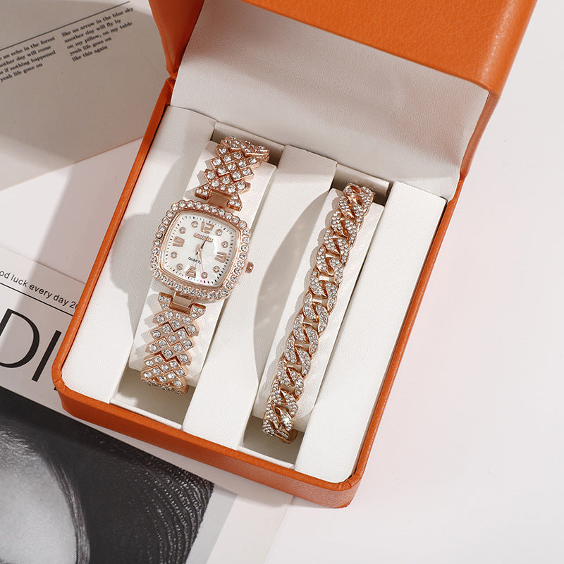 Luxury Diamond Bracelet Watch – Square Quartz Women's Timepiece