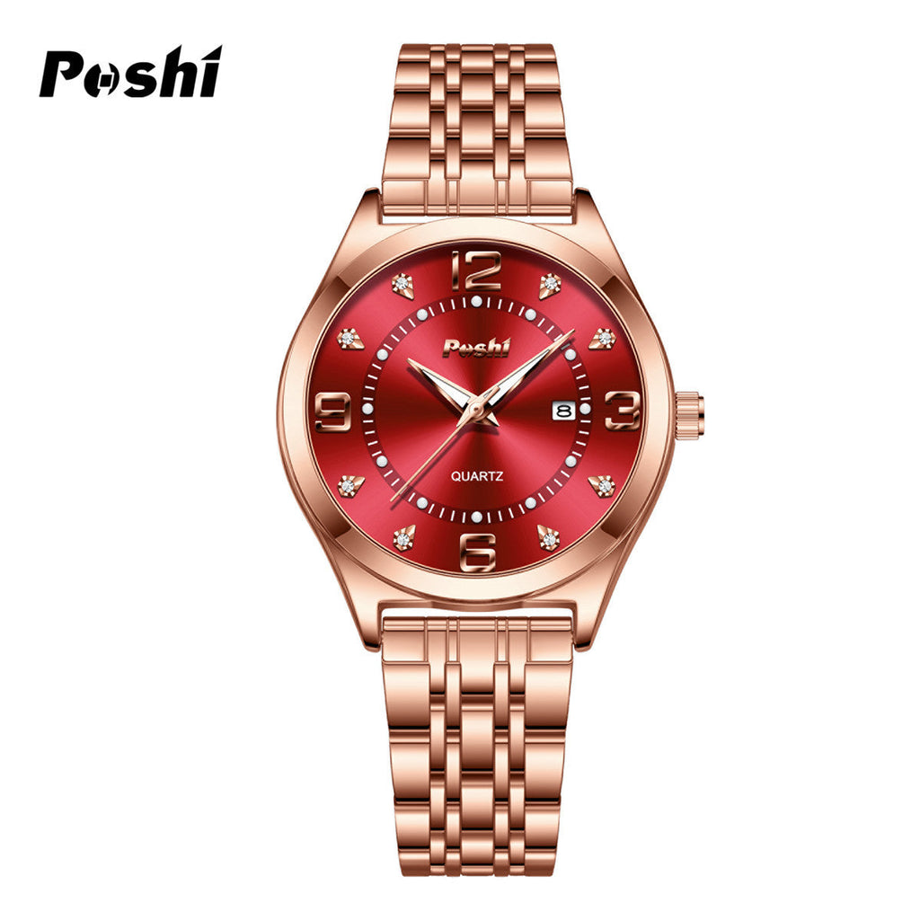 Women's Luminous Dial Quartz Watch – Calendar Timepiece