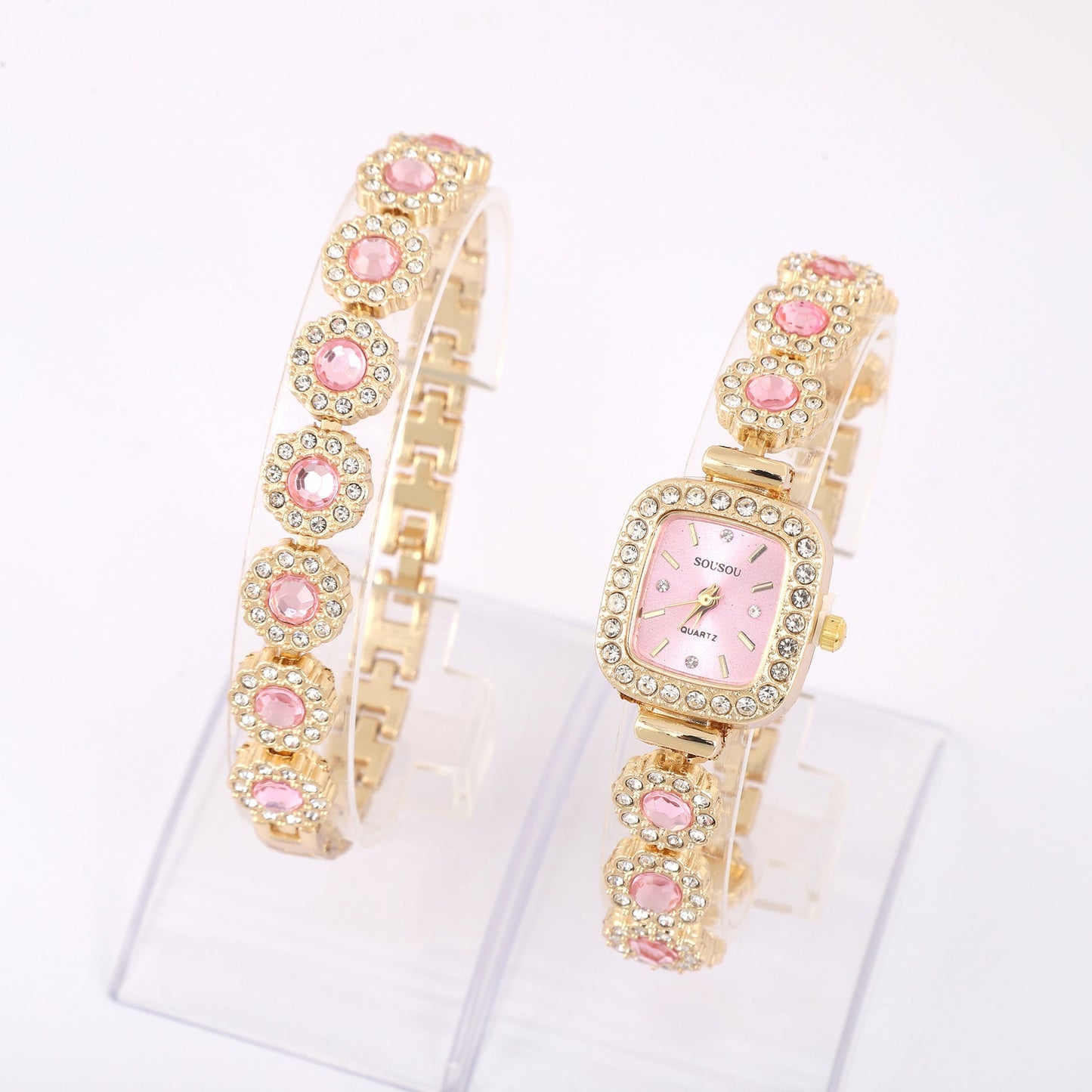 Elegant Square Ladies' Quartz Watch & Bracelet Set – Luxury Gift Box