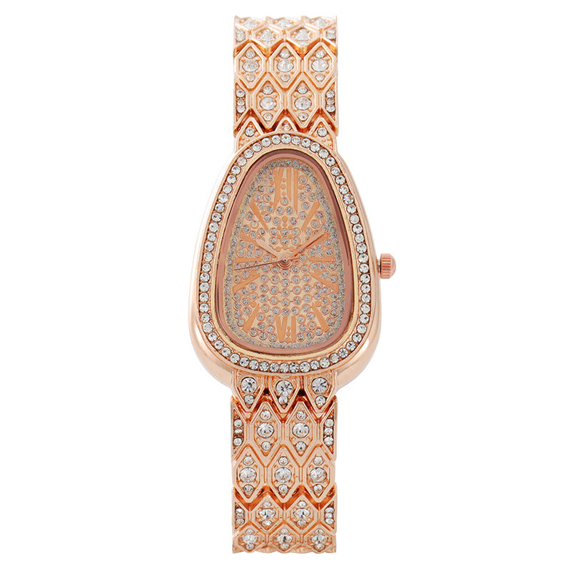 Women's Luxury Snake Bracelet Watch – Full Diamond Quartz Timepiece