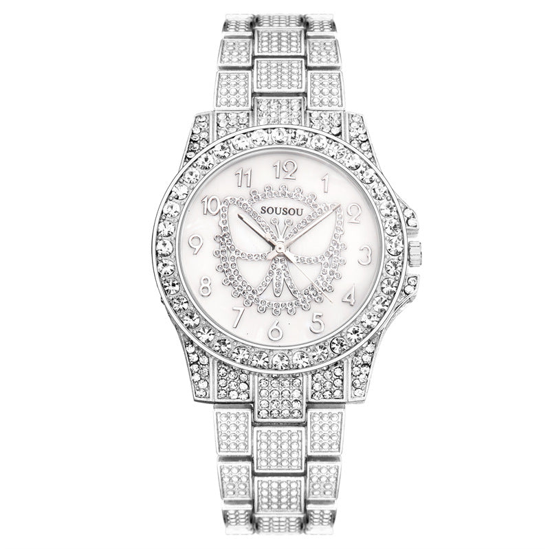 Luxury Diamond Bracelet Watch Set – Unisex Quartz Timepiece