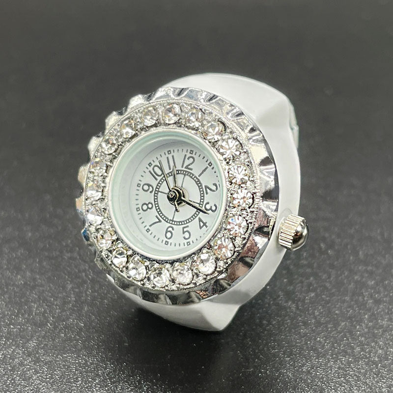 Unisex Luxury Diamond Ring Watch – Adjustable Quartz Finger Watch
