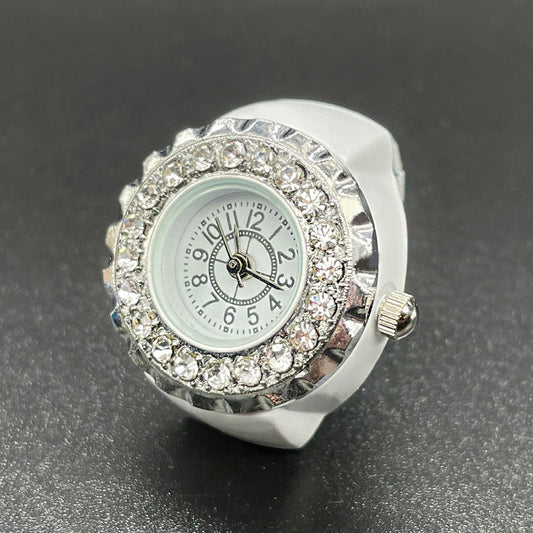 Unisex Luxury Diamond Ring Watch – Adjustable Quartz Finger Watch