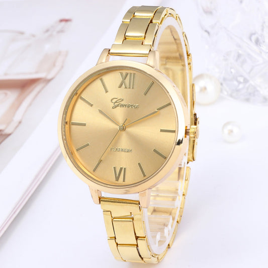 New Style Geneva Thin Steel Band Alloy Quartz Watch
