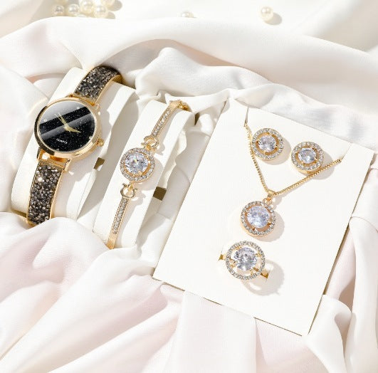 Luxury Starry Sky Diamond Quartz Watch Set –For Women’s