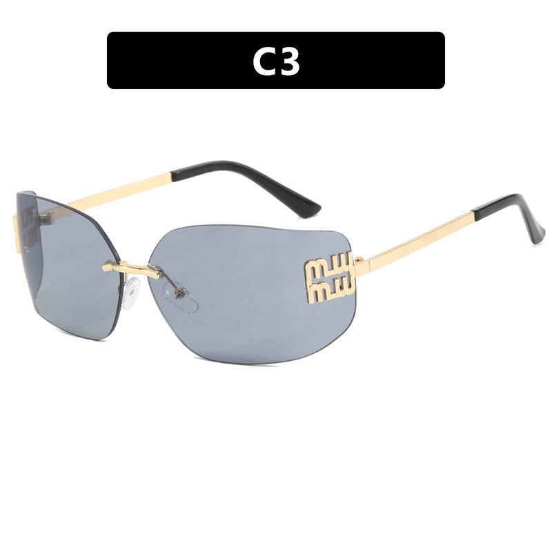 Women's Street Style Frameless Slim Sunglasses – Retro Gold Frame