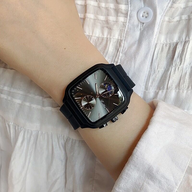Shigaodi square silicone watch women's watch fashion trend high-end leisure sports Korean version ladies student watch