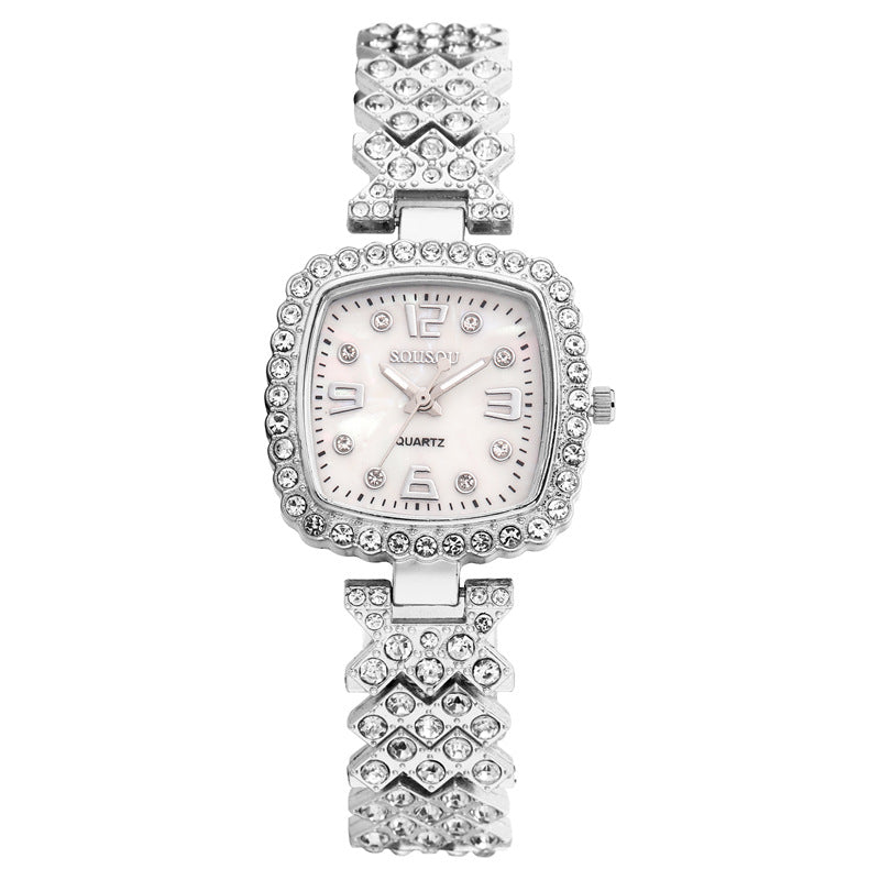 Luxury Diamond Bracelet Watch – Square Quartz Women's Timepiece