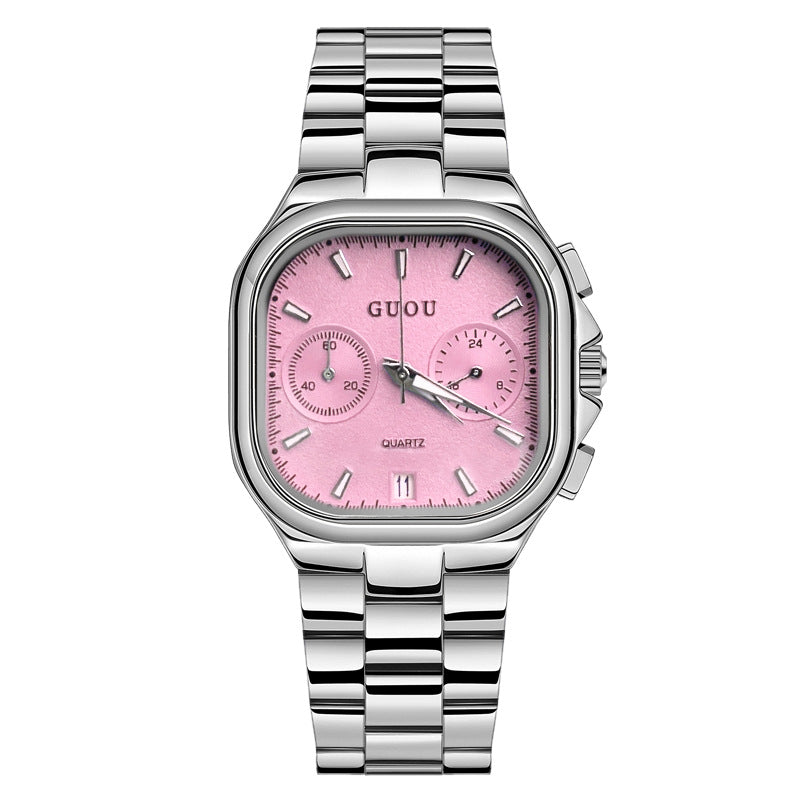 Stylish Square Quartz Watch with Calendar for Women