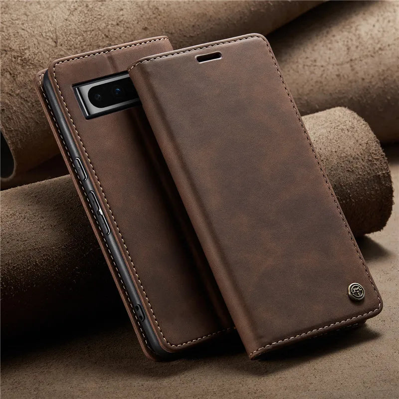 Magnetic Leather Case with Card Holder for Google Pixel Series