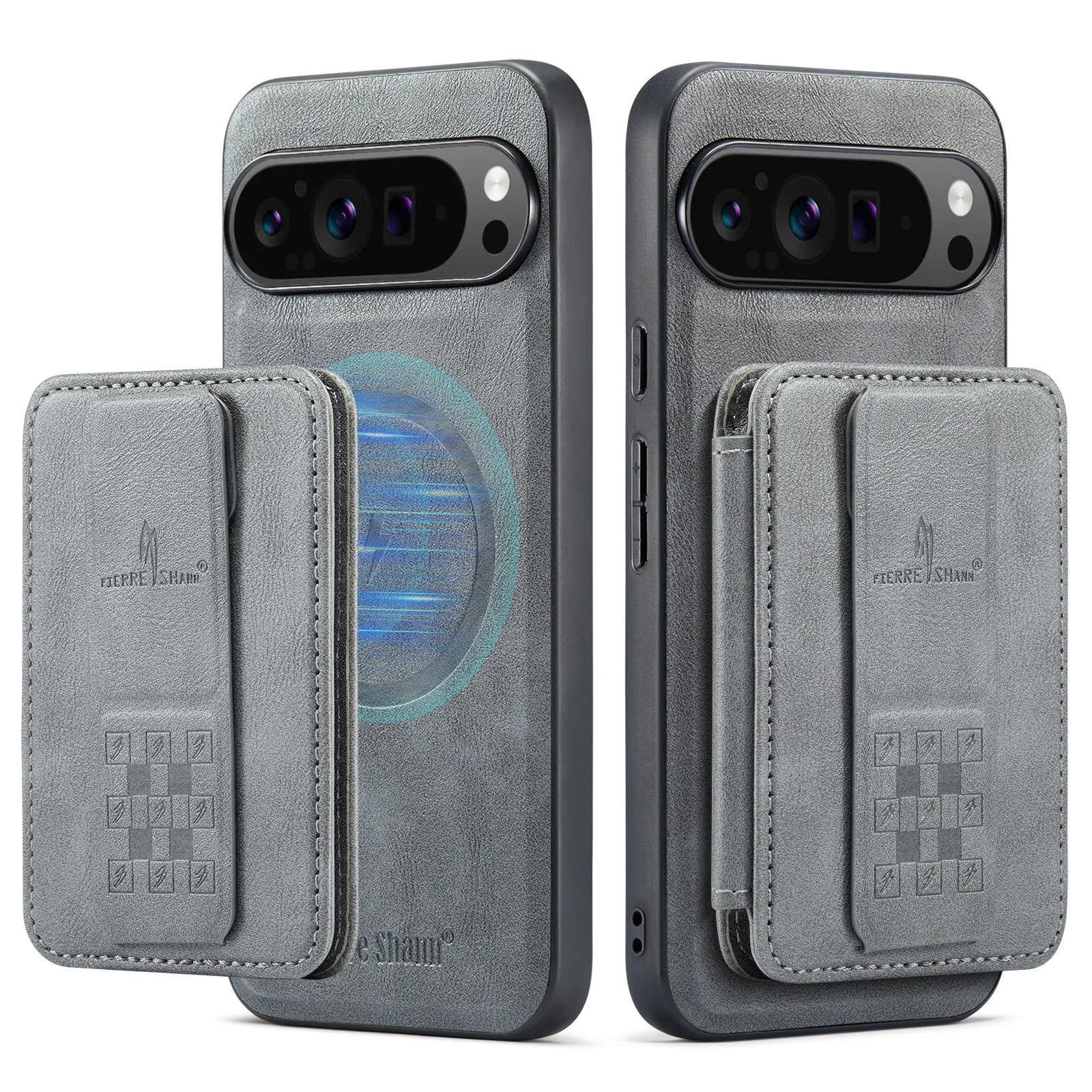 Leather Case with Detachable Magnetic Wallet For Pixel Series