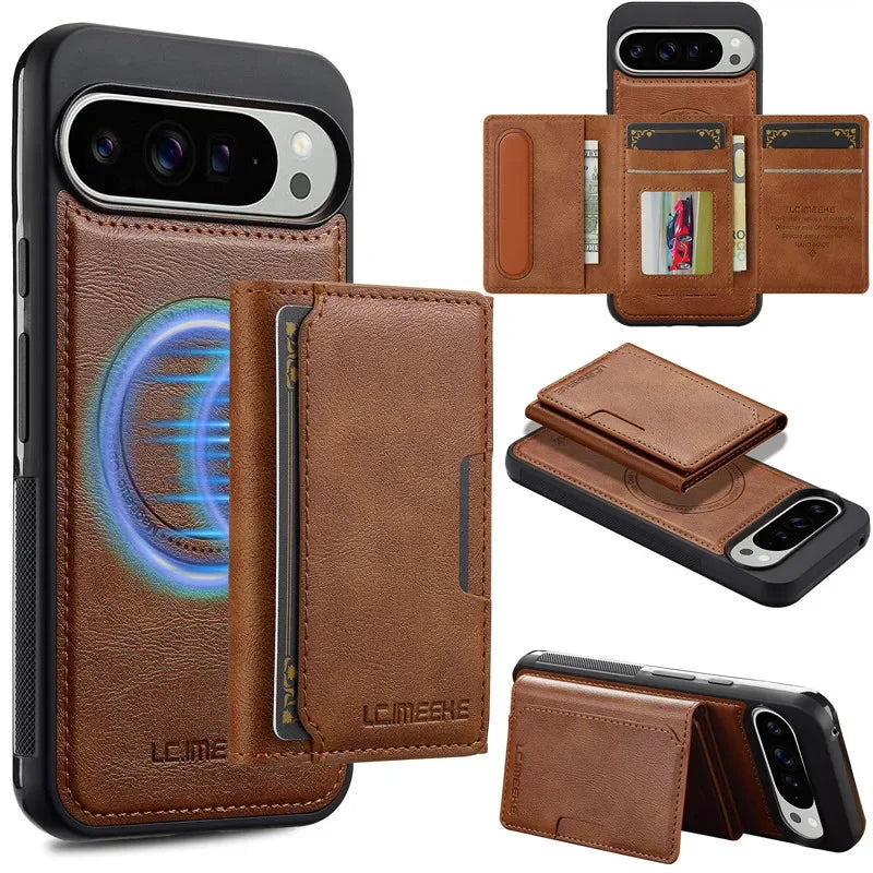MagSafe Leather Flip Wallet Case for Pixel Series