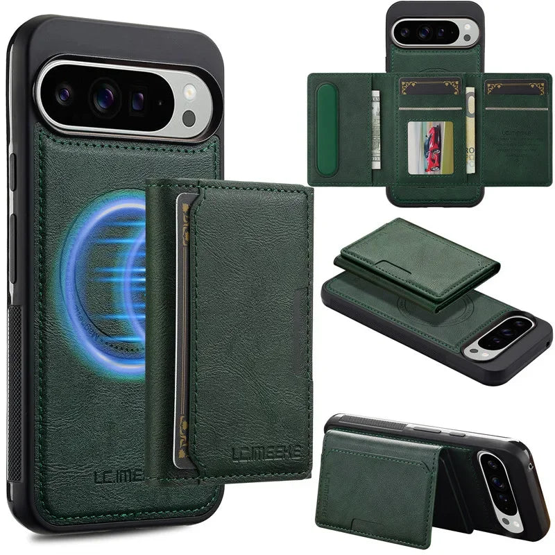 MagSafe Leather Flip Wallet Case for Pixel Series