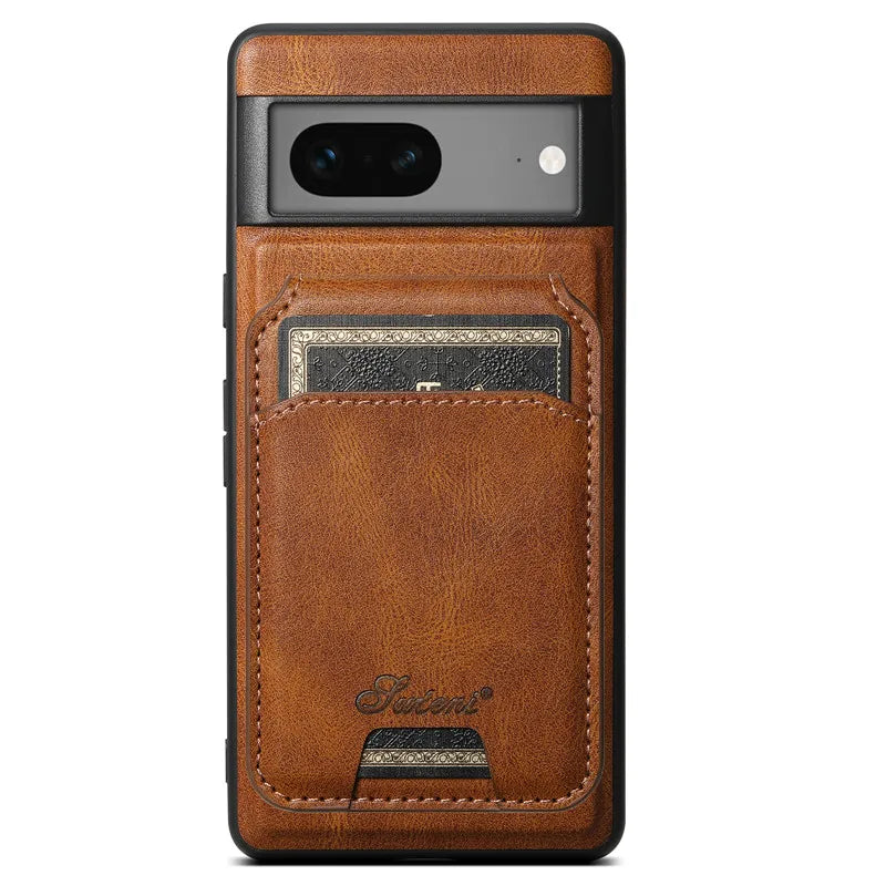 Leather Magsafe Case with Wallet For Pixel Series