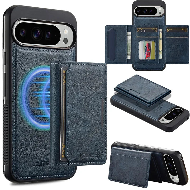 MagSafe Leather Flip Wallet Case for Pixel Series