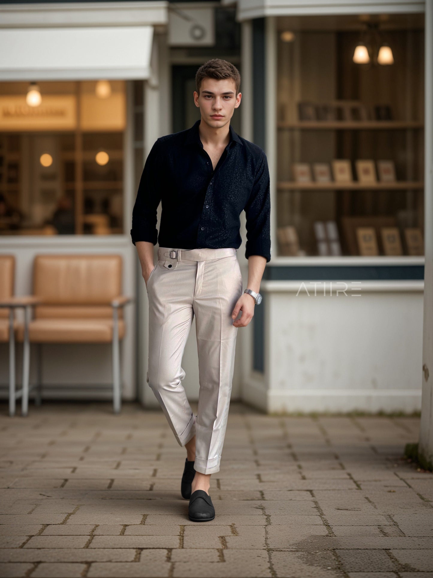 BIEGE SINGLE PLEATED BUCKLE GURKHA PANTS BY ATIIRE