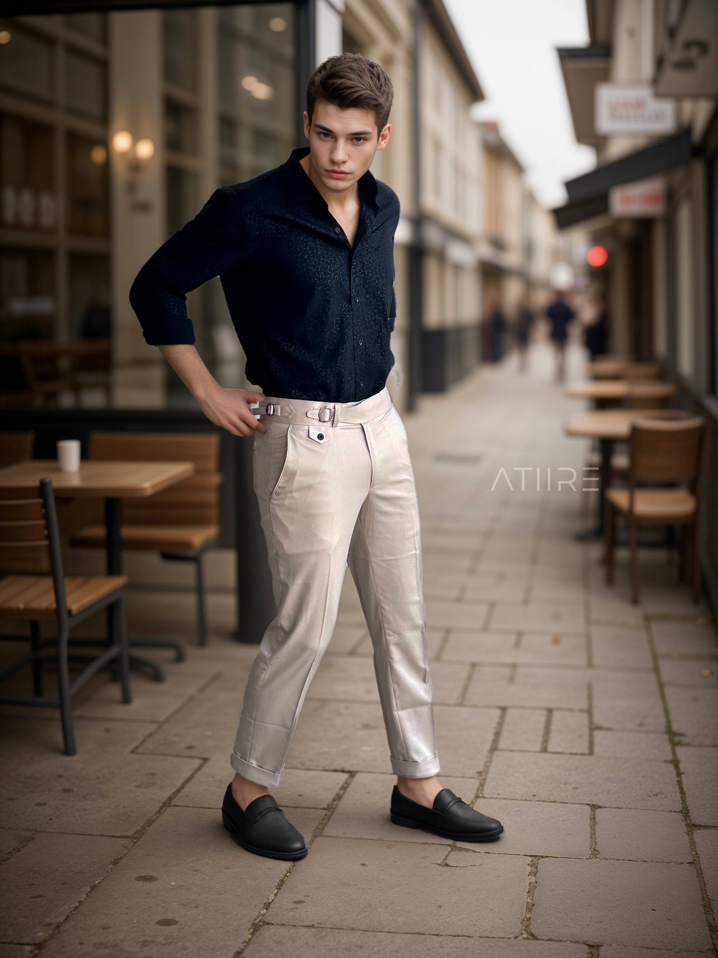 BIEGE SINGLE PLEATED BUCKLE GURKHA PANTS BY ATIIRE