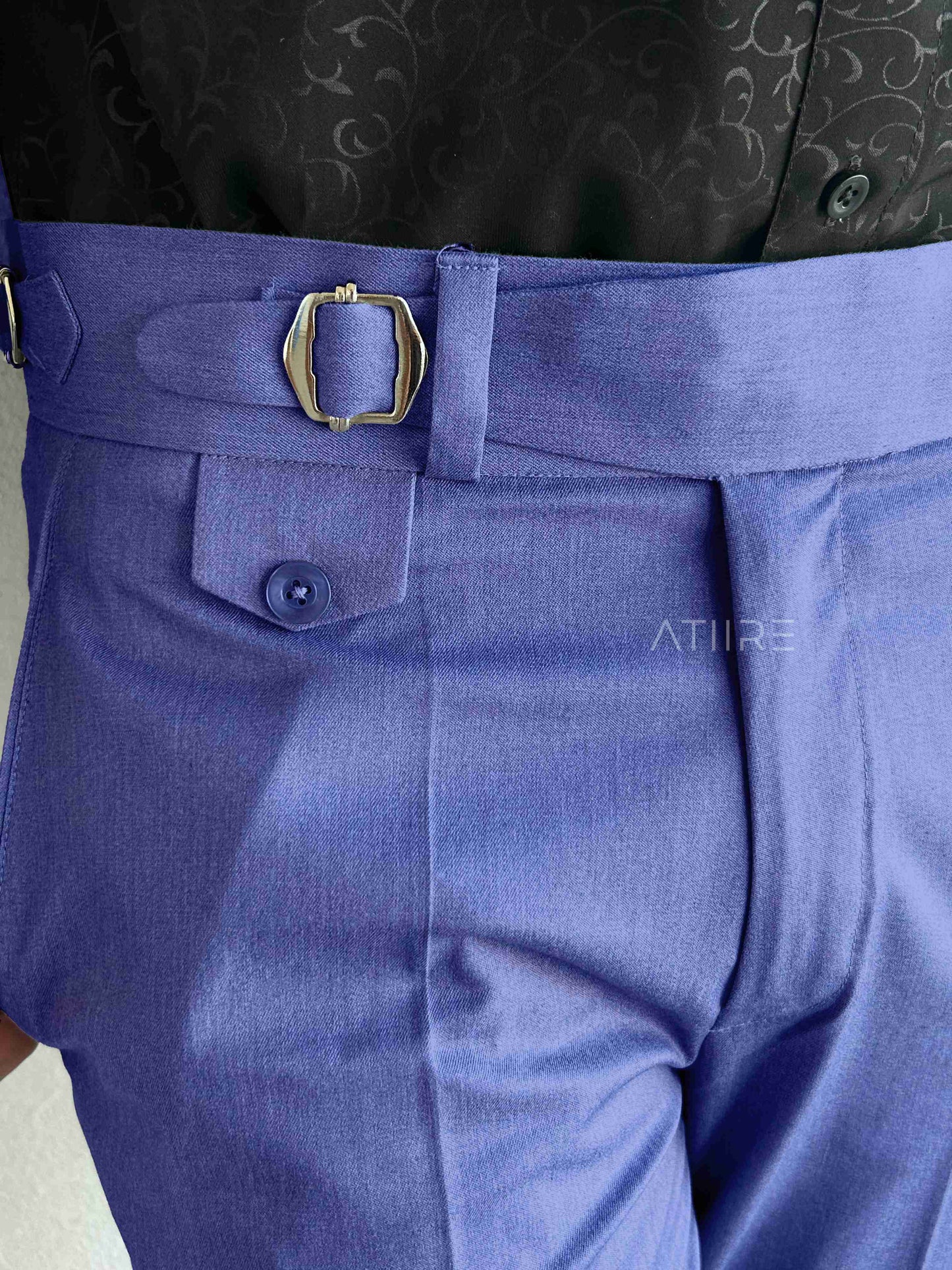 DENIM SINGLE PLEATED BUCKLE GURKHA PANTS BY ATIIRE